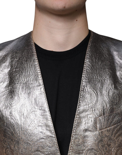 Dolce & Gabbana Men's Single Breasted Polyester & Silk Blazer - Gold Jacquard