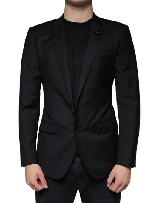 Dolce & Gabbana Men's Single Breasted Virgin Wool Blazer - Black