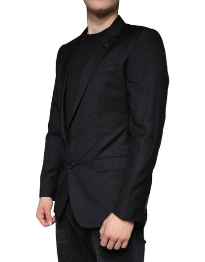 Dolce & Gabbana Men's Single Breasted Virgin Wool Blazer - Black