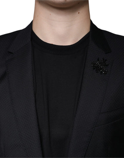 Dolce & Gabbana Men's Single Breasted Virgin Wool Blazer - Black
