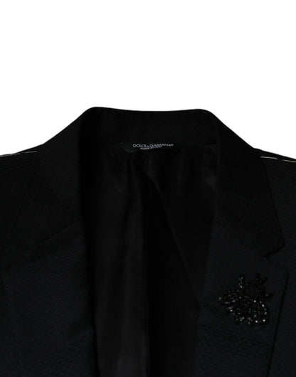 Dolce & Gabbana Men's Single Breasted Virgin Wool Blazer - Black