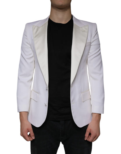 Dolce & Gabbana Men's Single Breasted Virgin Wool & Silk Blazer - White