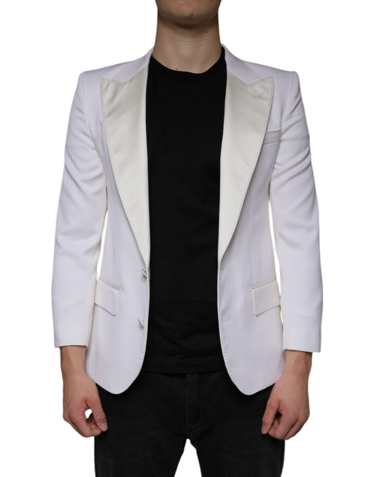 Dolce & Gabbana Men's Single Breasted Virgin Wool & Silk Blazer - White