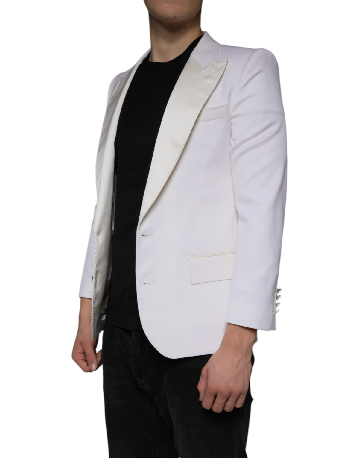 Dolce & Gabbana Men's Single Breasted Virgin Wool & Silk Blazer - White