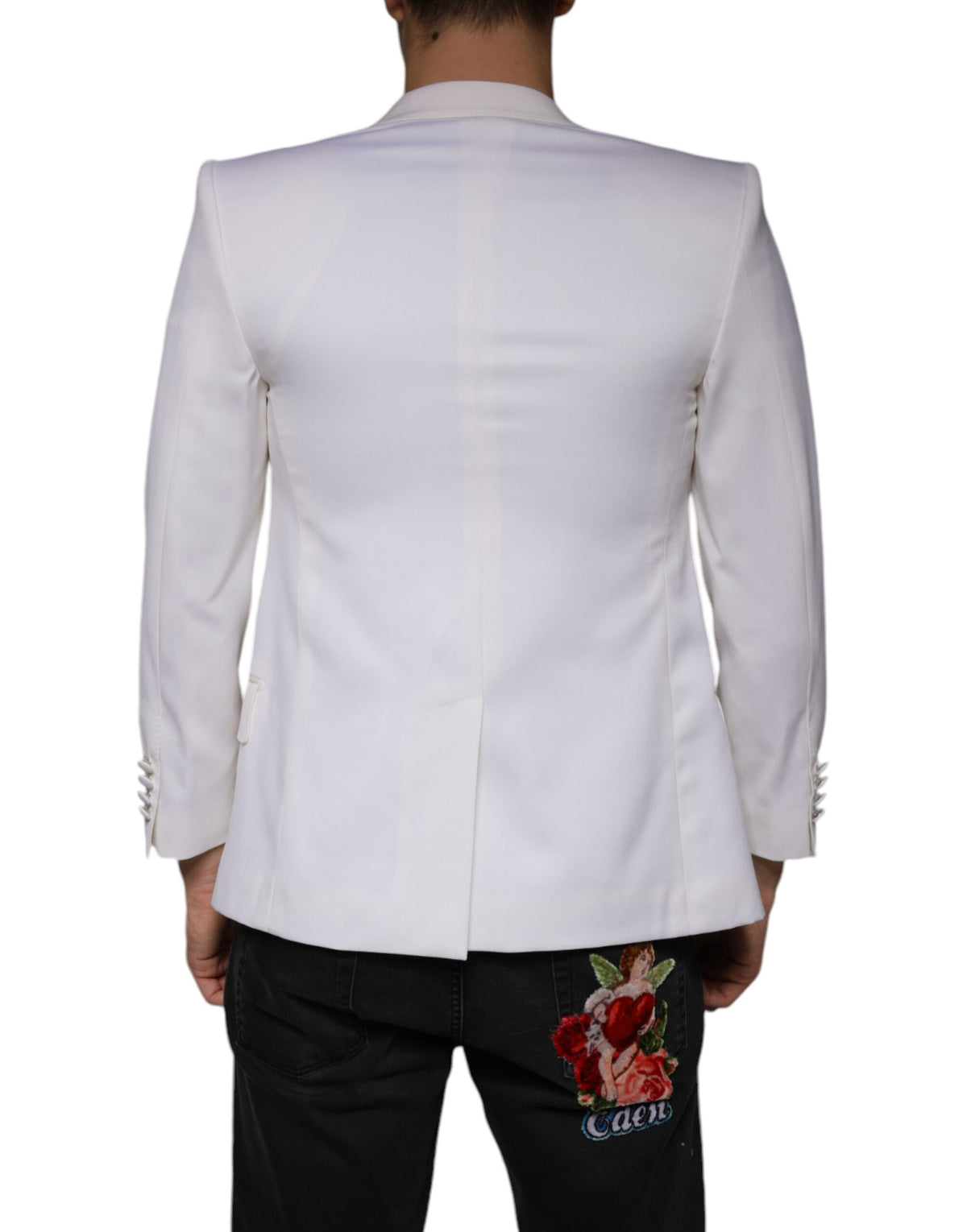 Dolce & Gabbana Men's Single Breasted Virgin Wool & Silk Blazer - White
