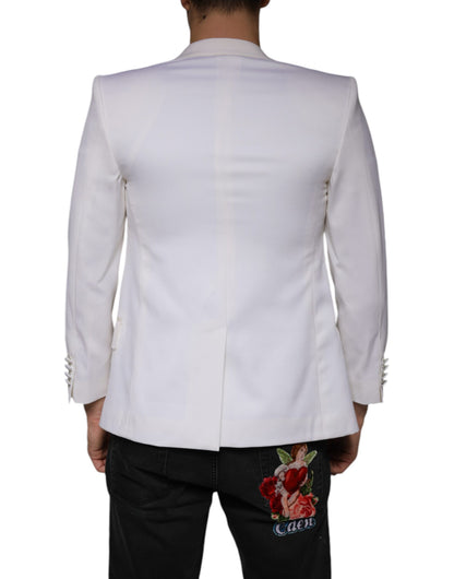 Dolce & Gabbana Men's Single Breasted Virgin Wool & Silk Blazer - White