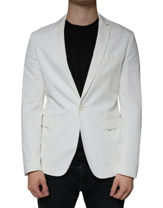 Dondup Men's Single Breasted Cotton Blazer - White