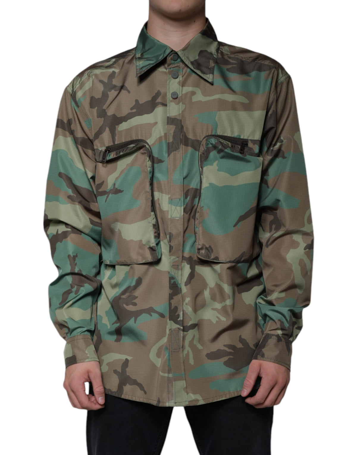 Dolce & Gabbana Men's Polyester & Nylon Shirt - Multicolor Camouflage