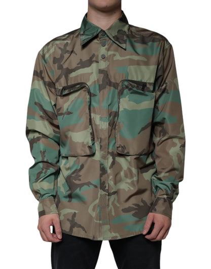 Dolce & Gabbana Men's Polyester & Nylon Shirt - Multicolor Camouflage
