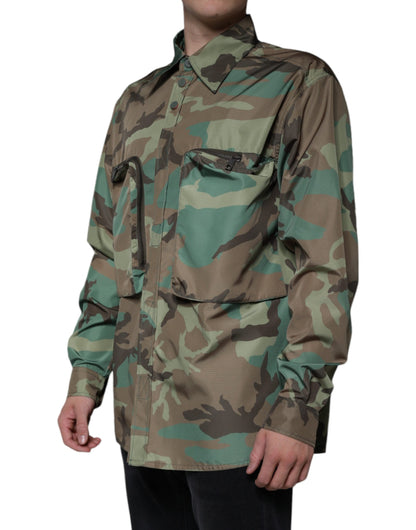 Dolce & Gabbana Men's Polyester & Nylon Shirt - Multicolor Camouflage