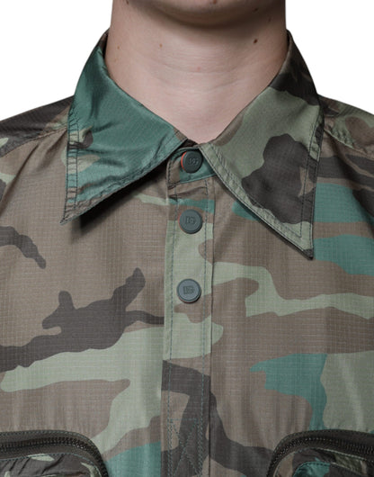 Dolce & Gabbana Men's Polyester & Nylon Shirt - Multicolor Camouflage