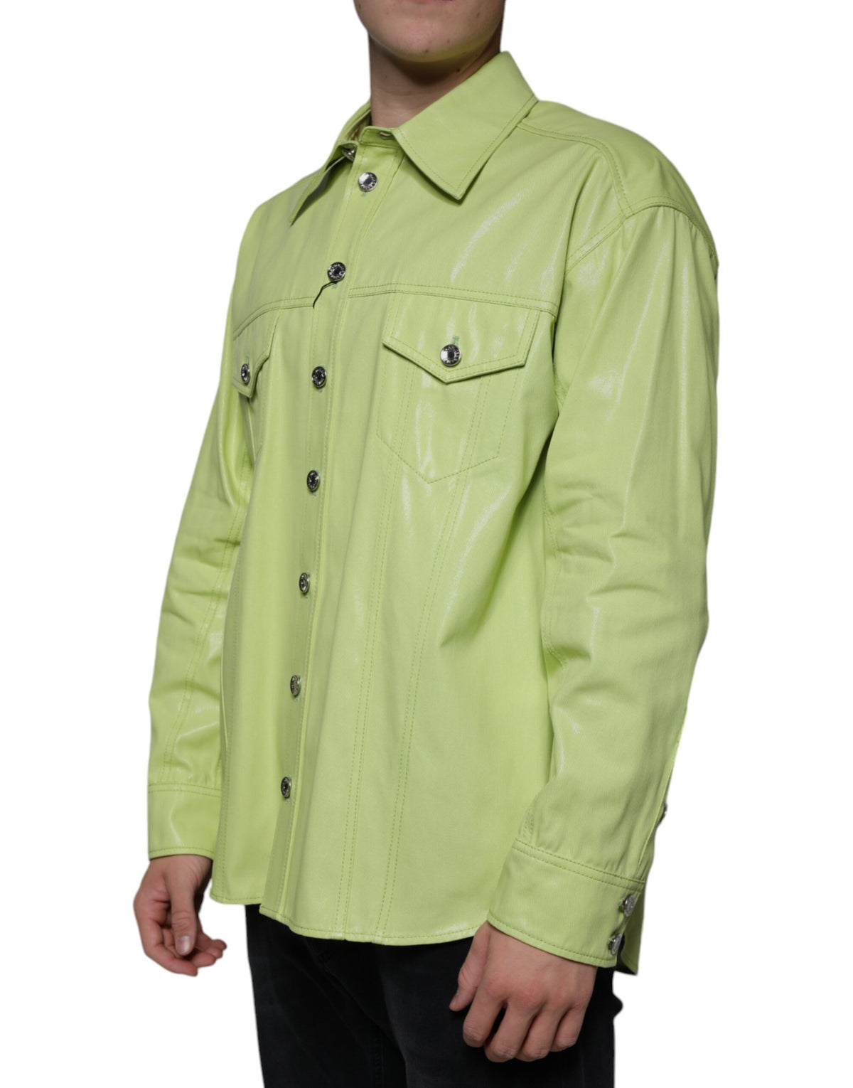 Dolce & Gabbana Men's Regular Fit Long-Sleeve Cotton Shirt - Green