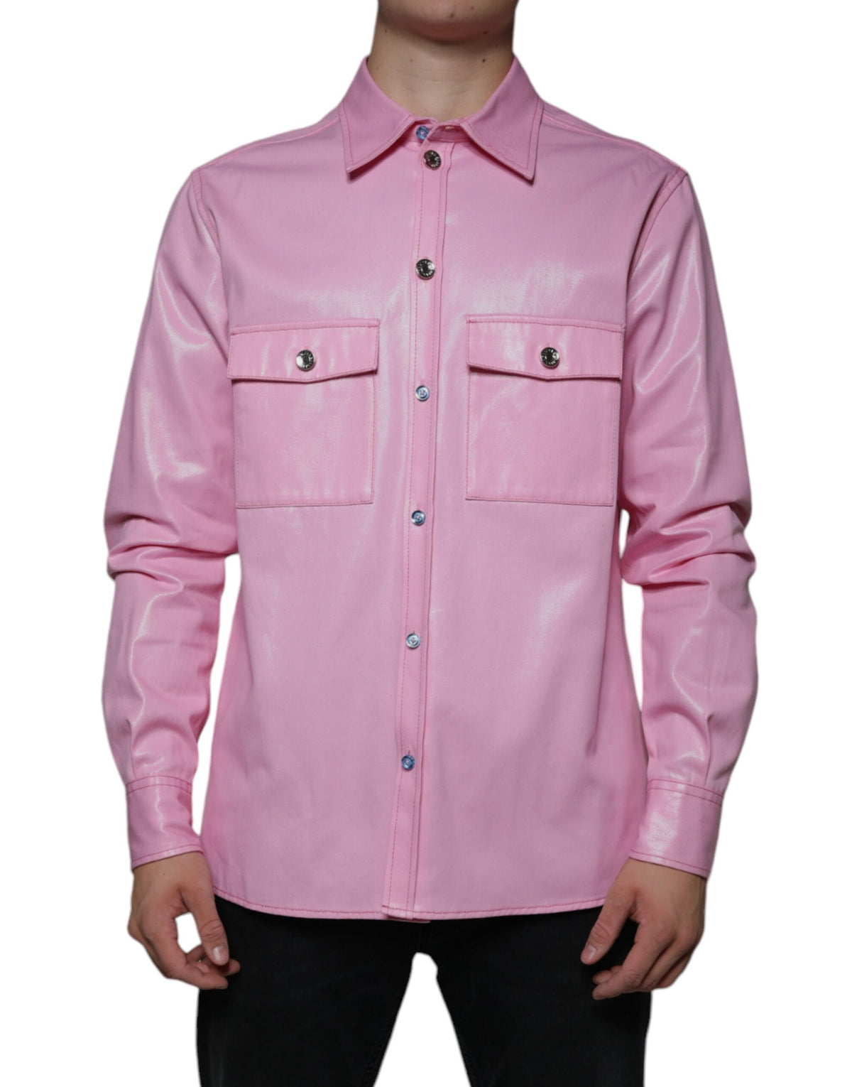 Dolce & Gabbana Men's Regular Fit Long-Sleeve Cotton Shirt - Pink