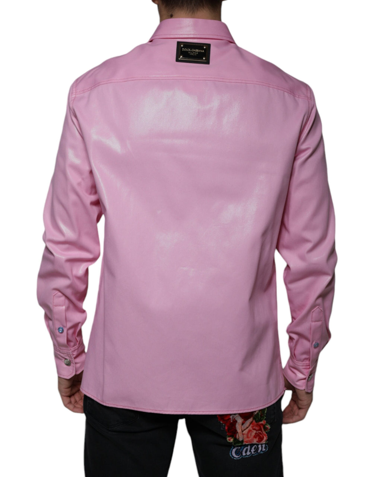 Dolce & Gabbana Men's Regular Fit Long-Sleeve Cotton Shirt - Pink
