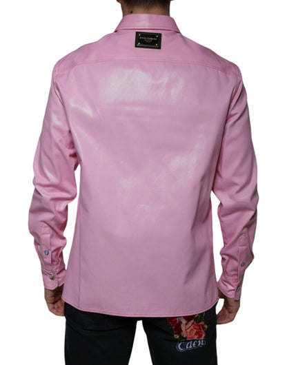 Dolce & Gabbana Men's Regular Fit Long-Sleeve Cotton Shirt - Pink
