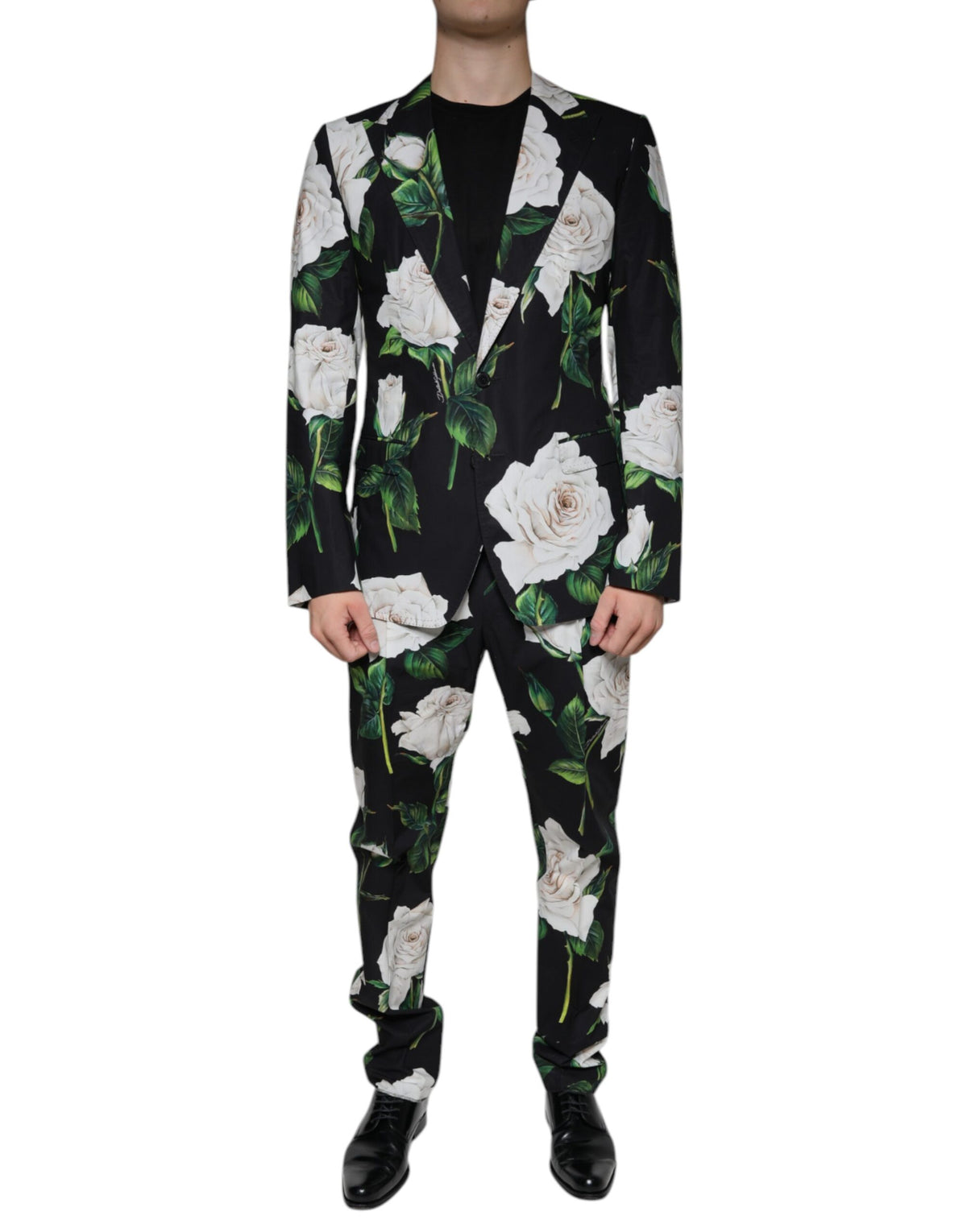 Dolce & Gabbana Men's Slim Cotton Pant Suit - Black Rose Floral