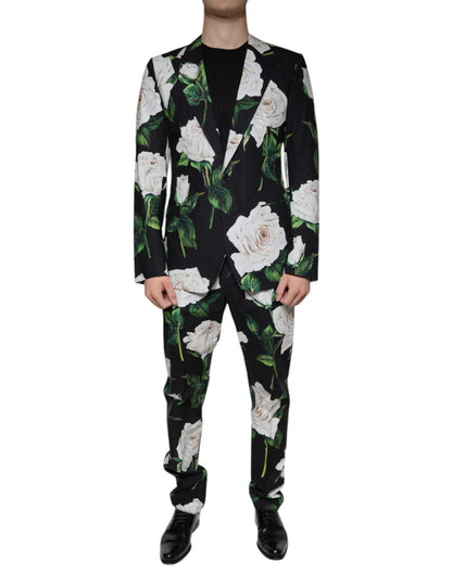 Dolce & Gabbana Men's Slim Cotton Pant Suit - Black Rose Floral