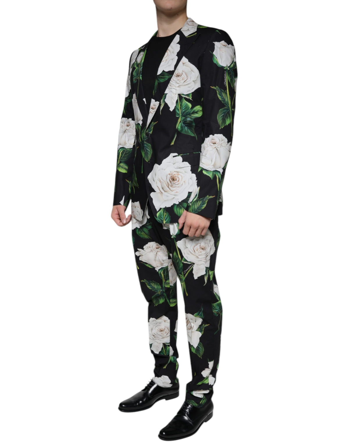 Dolce & Gabbana Men's Slim Cotton Pant Suit - Black Rose Floral