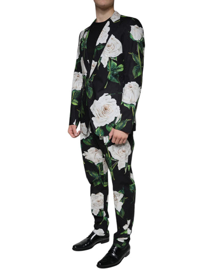 Dolce & Gabbana Men's Slim Cotton Pant Suit - Black Rose Floral