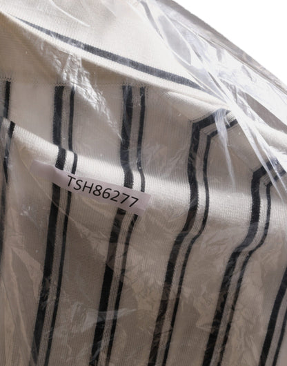 White Black Stripe Polo Short Sleeve T-shirt