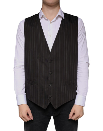 Dolce & Gabbana Men's Single Breasted Cotton Cupro & Viscose Vest - Black