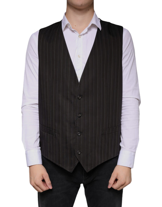 Dolce & Gabbana Men's Single Breasted Cotton Cupro & Viscose Vest - Black