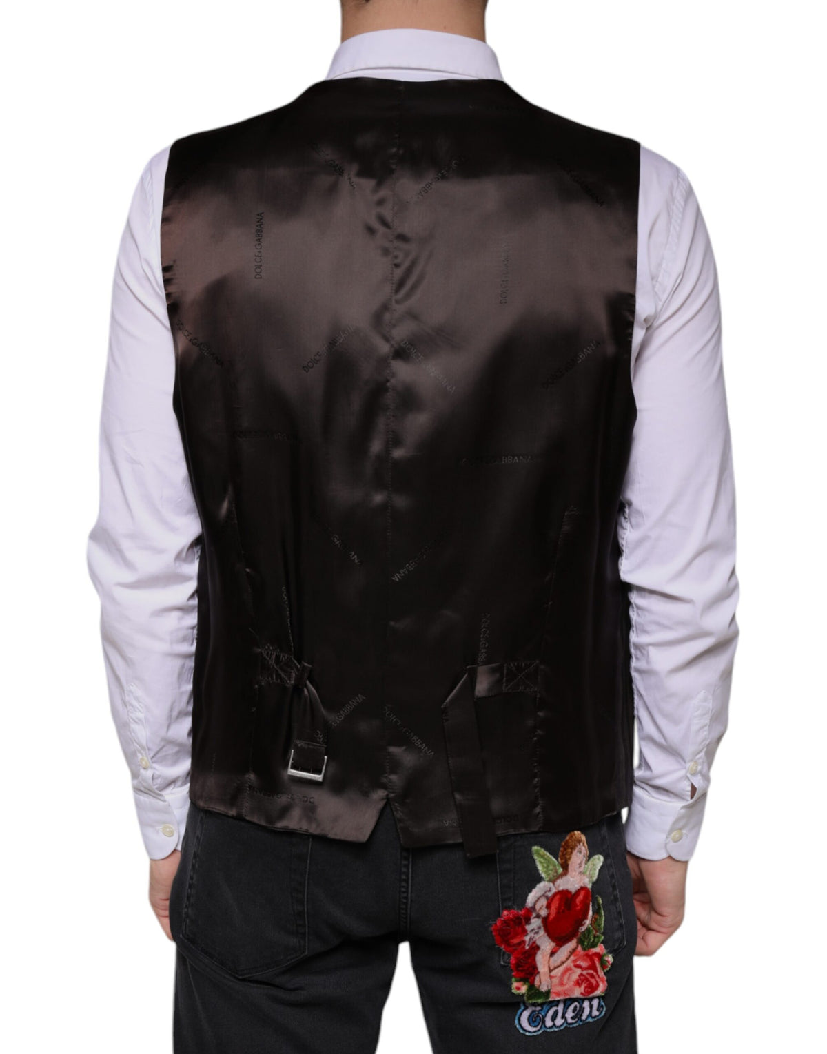 Dolce & Gabbana Men's Single Breasted Cotton Cupro & Viscose Vest - Black