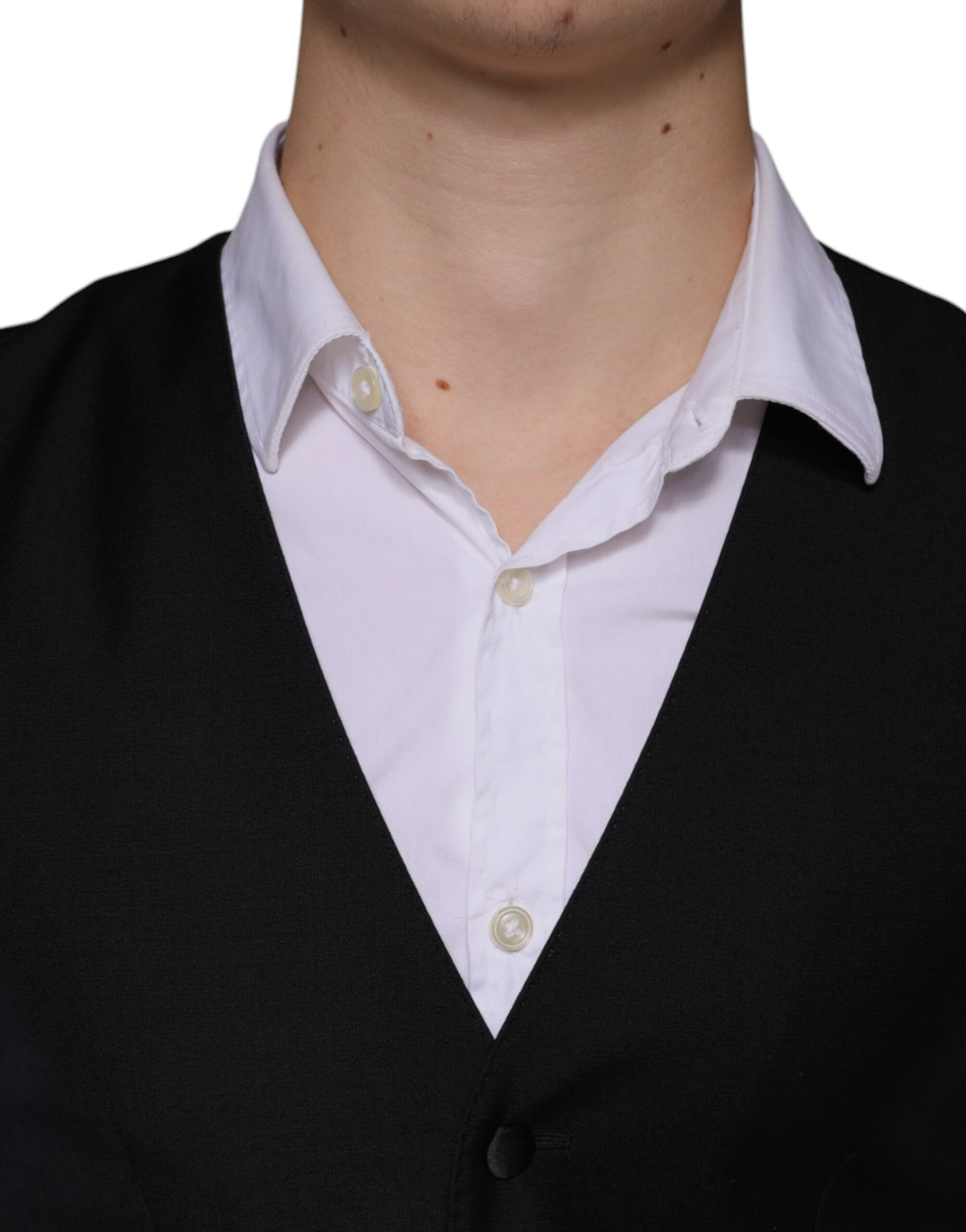 Dolce & Gabbana Men's Single Breasted Virgin Wool Silk & Viscose Vest - Black
