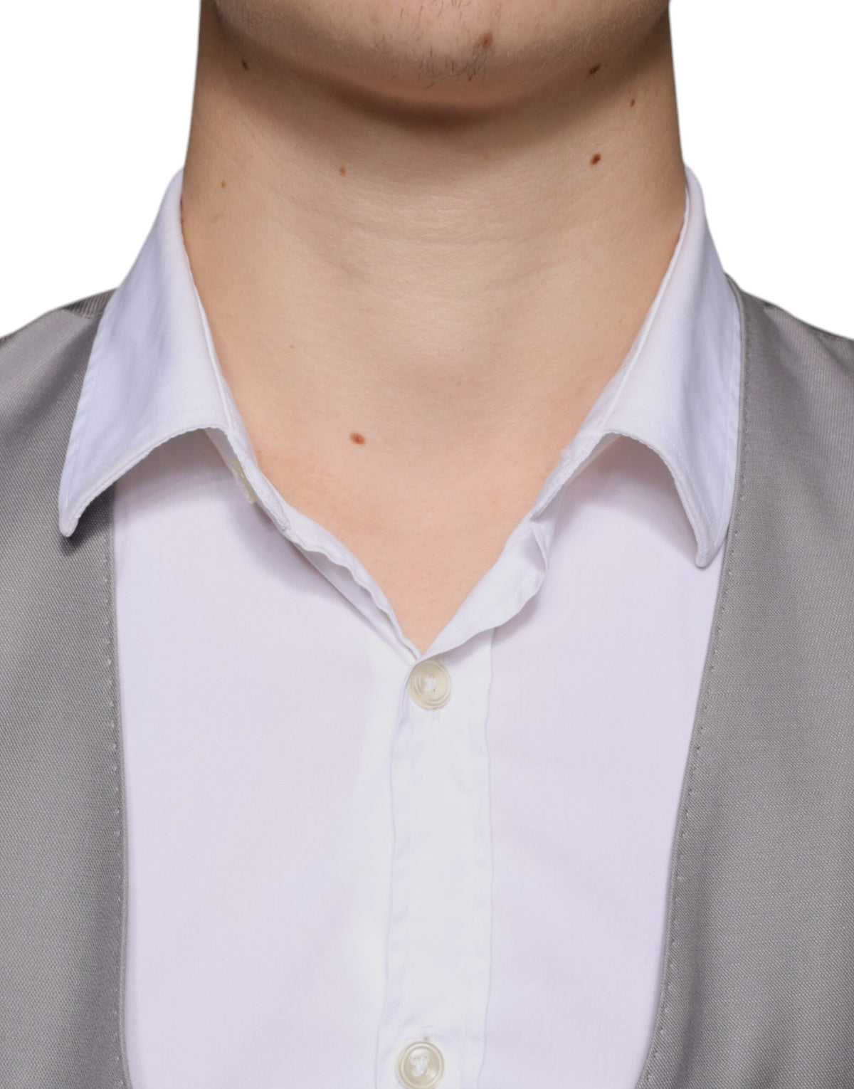 Dolce & Gabbana Men's Single Breasted Virgin Wool Silk Viscose & Cupro Vest - Gray Light Grey