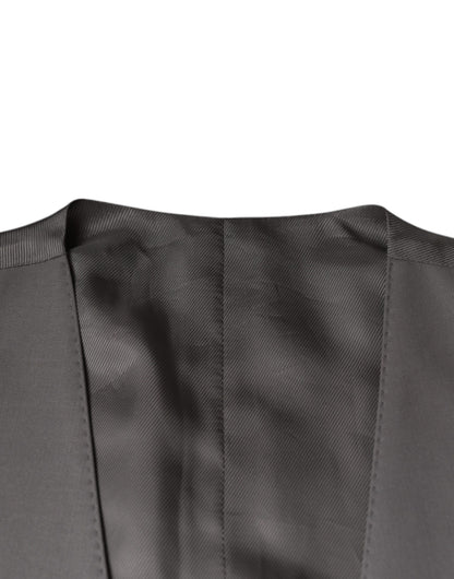 Dolce & Gabbana Men's Single Breasted Virgin Wool Silk Viscose & Cupro Vest - Gray Light Grey