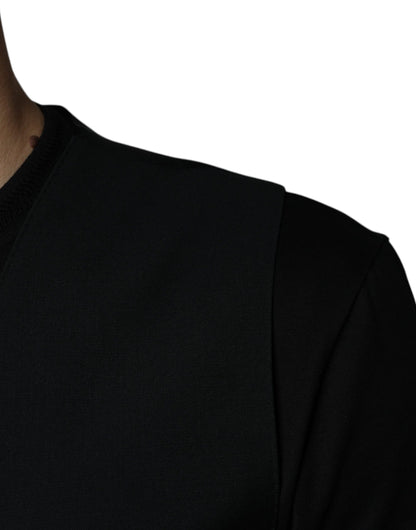 Dolce & Gabbana Men's Single Breasted Virgin Wool Silk Polyester & Viscose Vest - Black