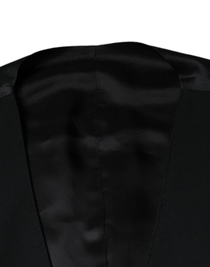 Dolce & Gabbana Men's Single Breasted Virgin Wool Silk Polyester & Viscose Vest - Black