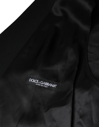 Dolce & Gabbana Men's Single Breasted Virgin Wool Silk Polyester & Viscose Vest - Black