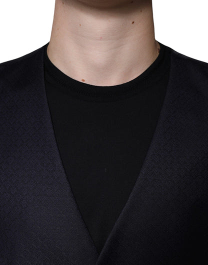 Dolce & Gabbana Men's Single Breasted Cupro Viscose Mohair & Wool Vest - Black