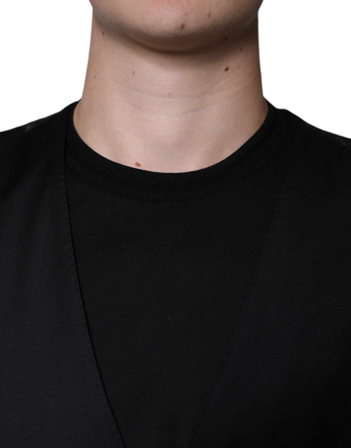 Dolce & Gabbana Men's Single Breasted Virgin Wool Viscose & Cupro Vest - Black