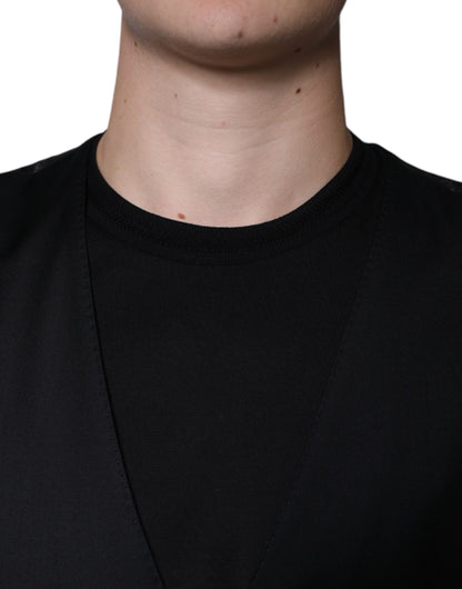 Dolce & Gabbana Men's Single Breasted Virgin Wool Viscose & Cupro Vest - Black