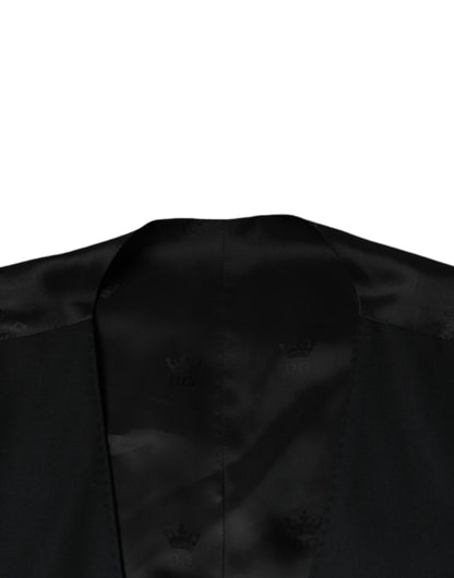 Dolce & Gabbana Men's Single Breasted Virgin Wool Viscose & Cupro Vest - Black