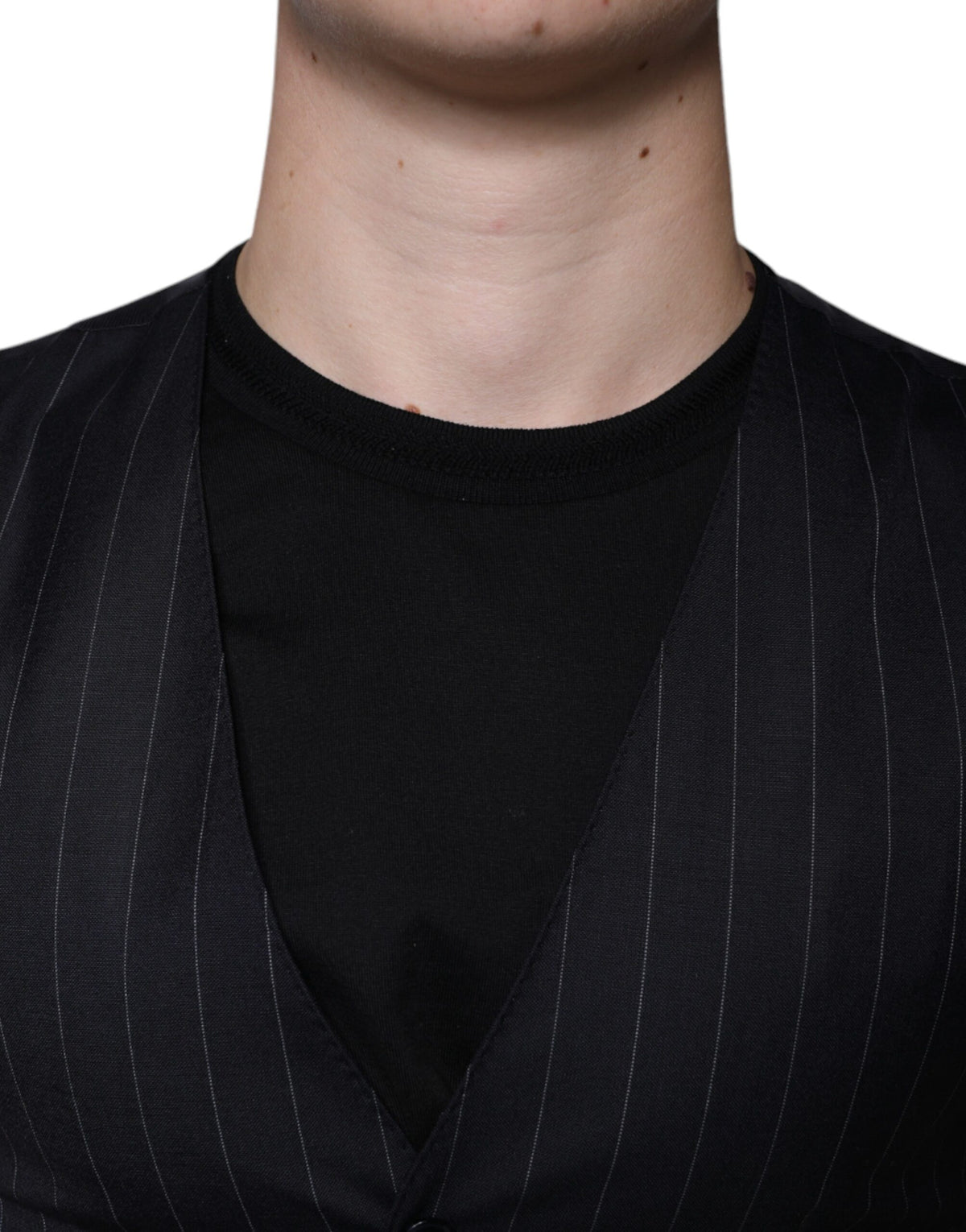 Dolce & Gabbana Men's Single Breasted Leather & Beaver Hair Vest - Black
