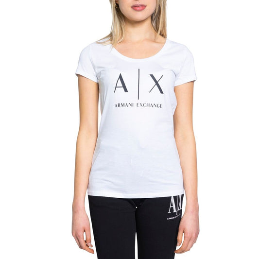 Armani Exchange White Cotton Short Sleeve Crewneck Logo T-Shirt