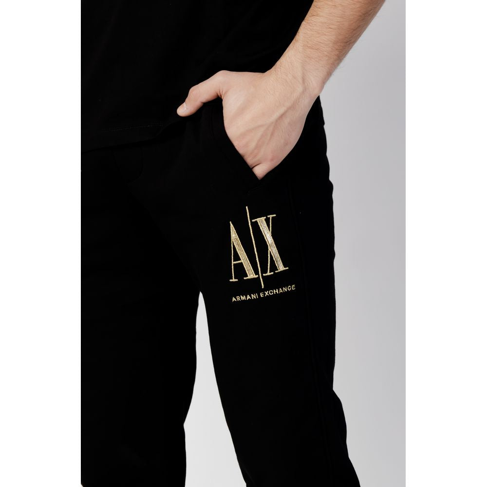 Armani Exchange Black Cotton Jogger Sports Pants