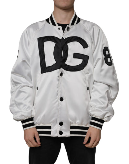 Dolce & Gabbana Men's Polyester Bomber Jacket - Black White
