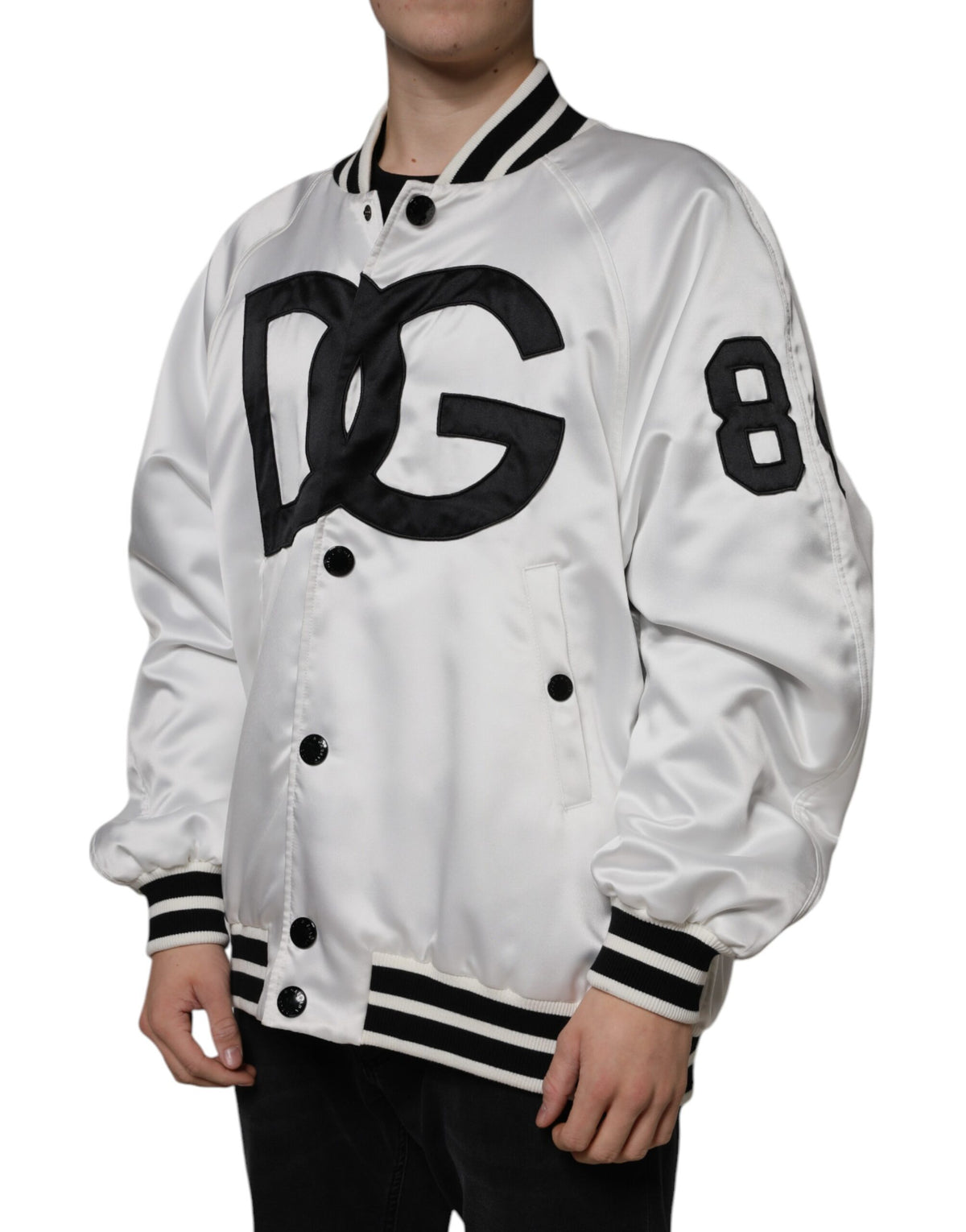 Dolce & Gabbana Men's Polyester Bomber Jacket - Black White