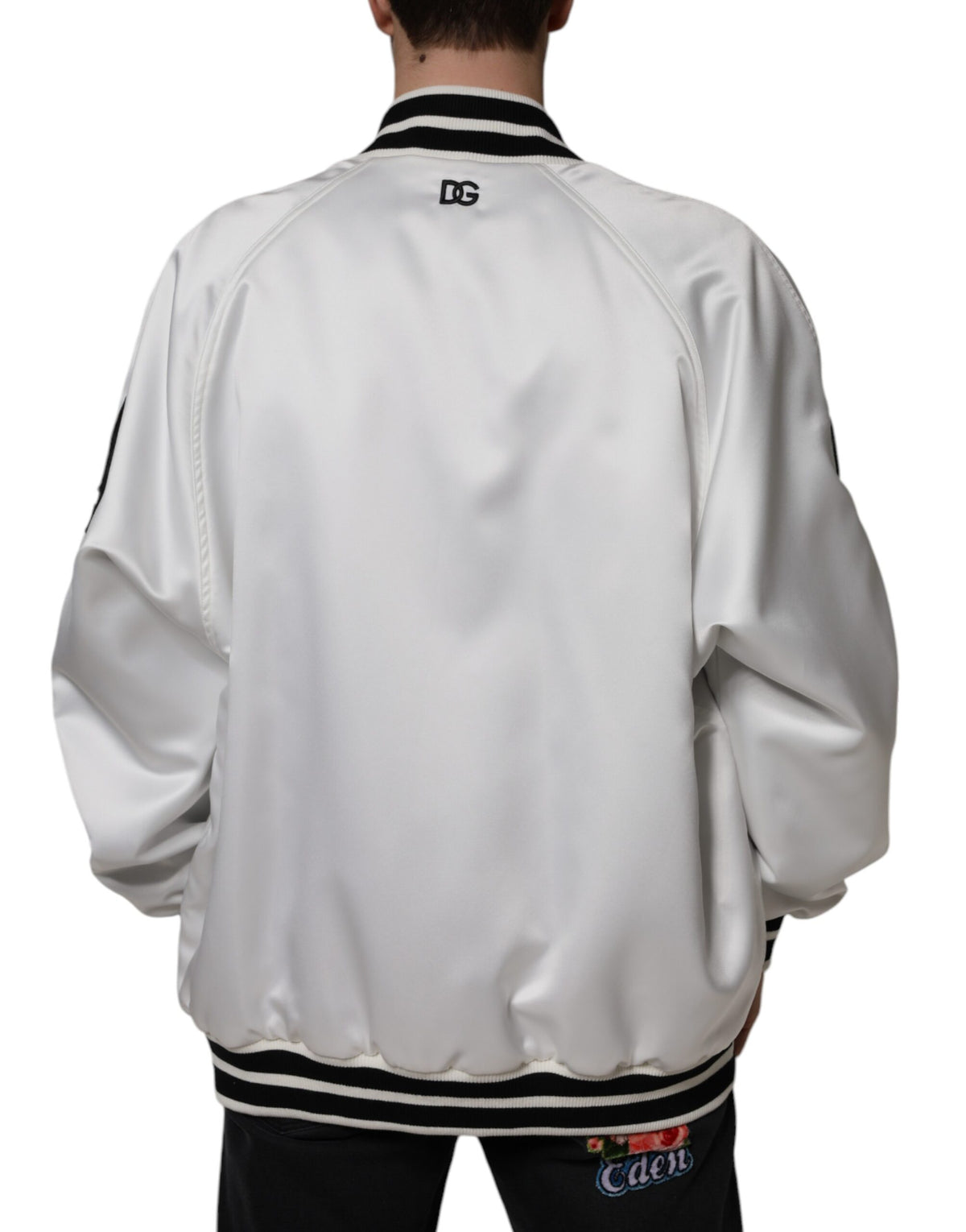 Dolce & Gabbana Men's Polyester Bomber Jacket - Black White