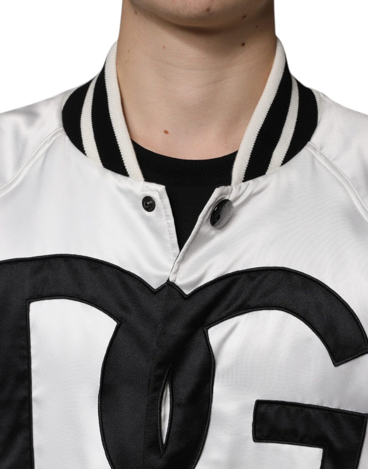 Dolce & Gabbana Men's Polyester Bomber Jacket - Black White