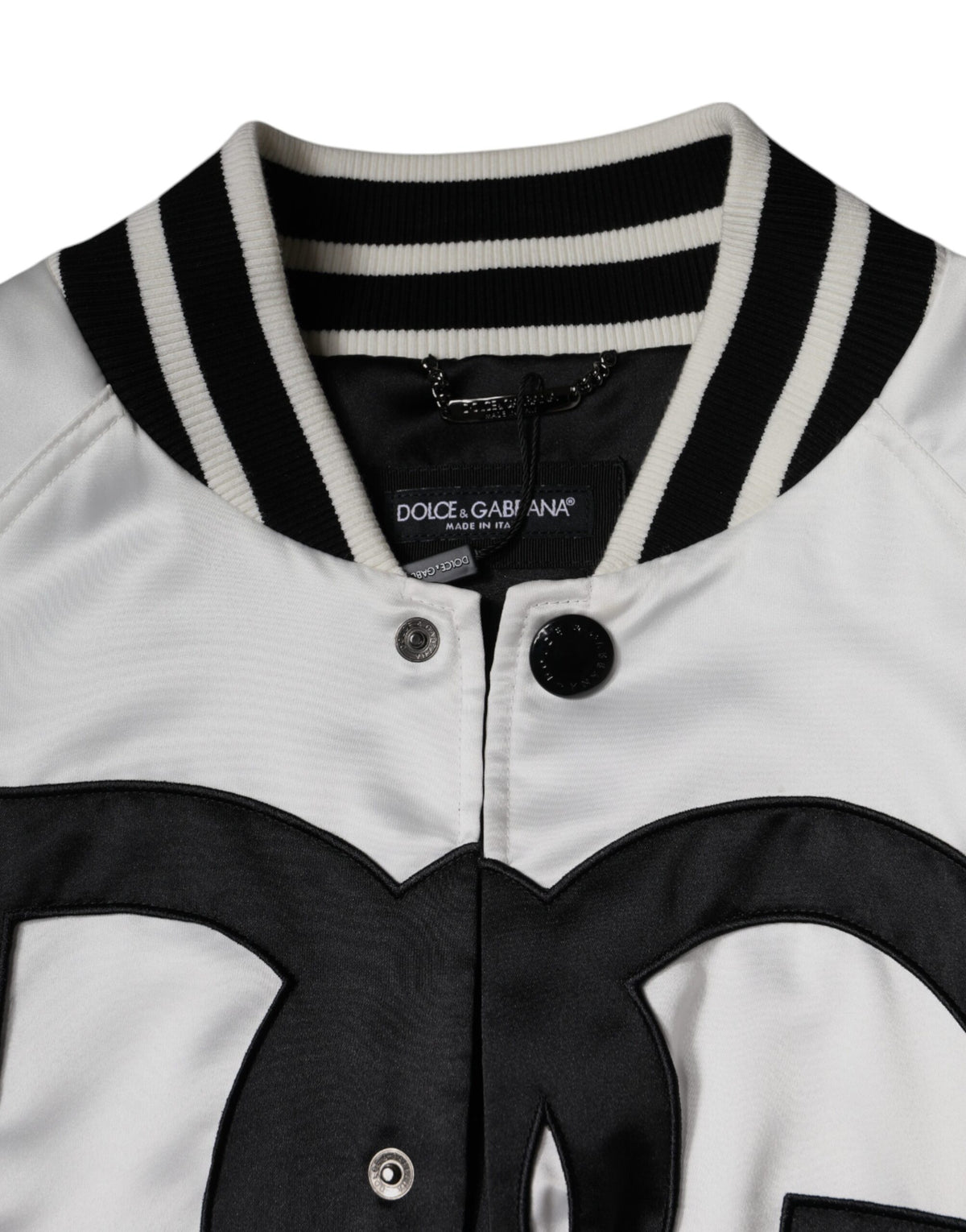 Dolce & Gabbana Men's Polyester Bomber Jacket - Black White