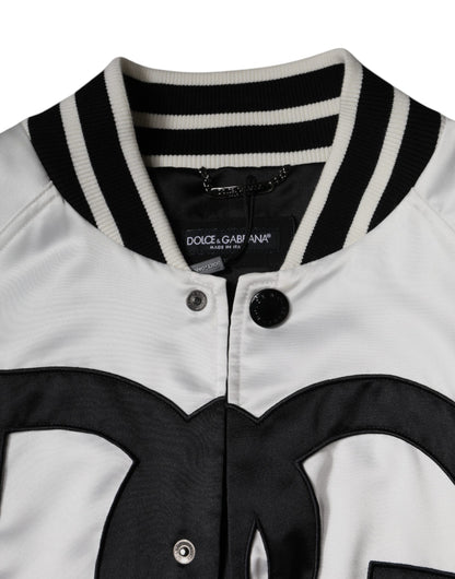 Dolce & Gabbana Men's Polyester Bomber Jacket - Black White