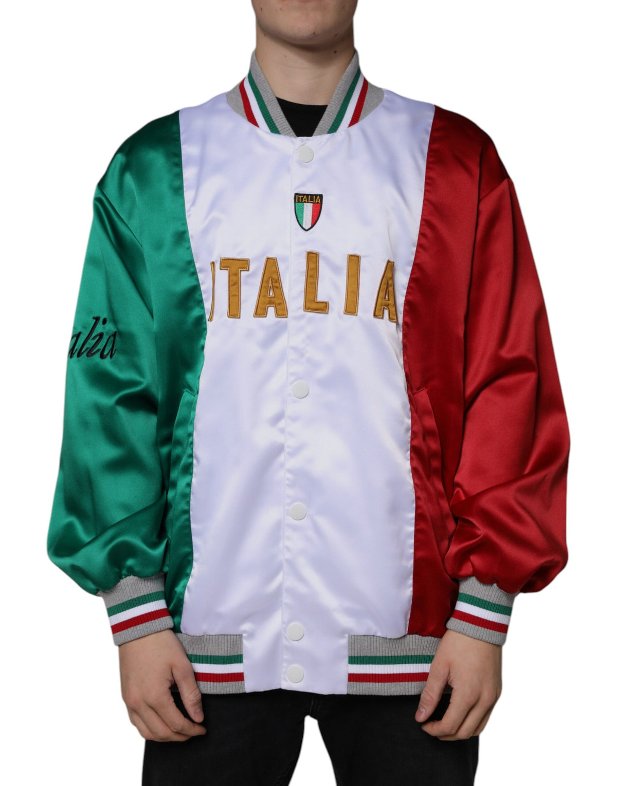Dolce & Gabbana Men's Nylon & Polyester Bomber Jacket - Multicolor