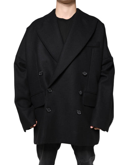 Dolce & Gabbana Men's Double Breasted Virgin Wool & Nylon Blazer - Black