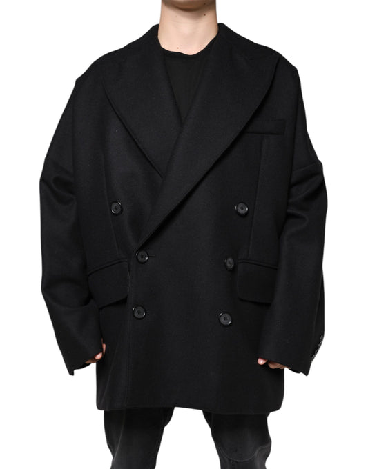 Dolce & Gabbana Men's Double Breasted Virgin Wool & Nylon Blazer - Black