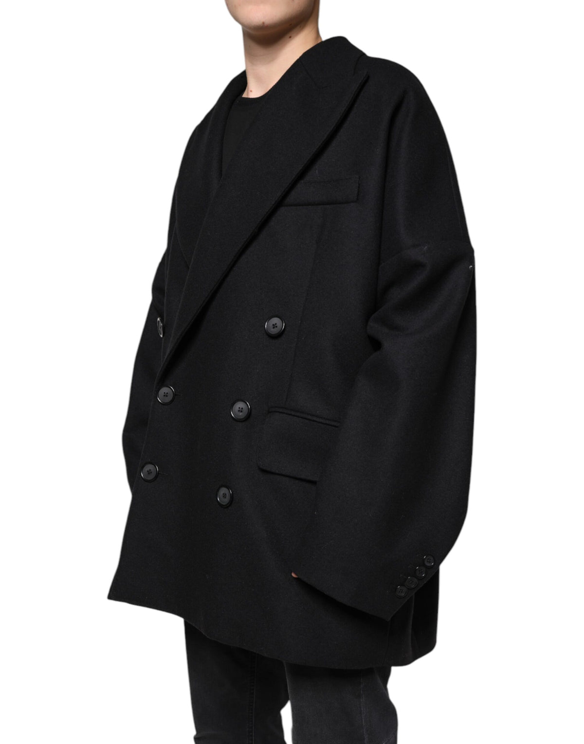 Dolce & Gabbana Men's Double Breasted Virgin Wool & Nylon Blazer - Black